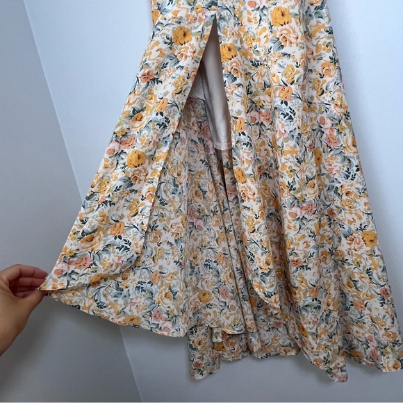 Lulu’s Watching the Blooms Yellow Floral High-Low Midi Dress Size Medium - Picture 8 of 16